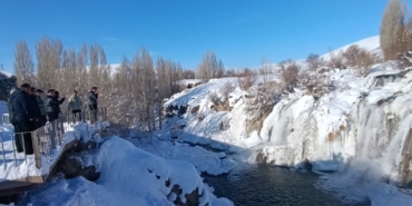 Muradiye Şelalesi buz tuttu