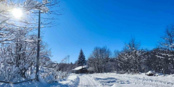 Ordu’nun yüksek kesimlerinde kar manzarası