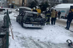Park halindeki otomobil alev alev yandı