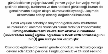 Sakarya’da eğitime kar tatili