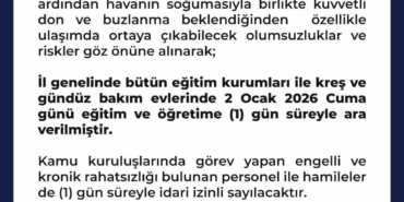 Şanlıurfa’da eğitime 1 gün ara verildi