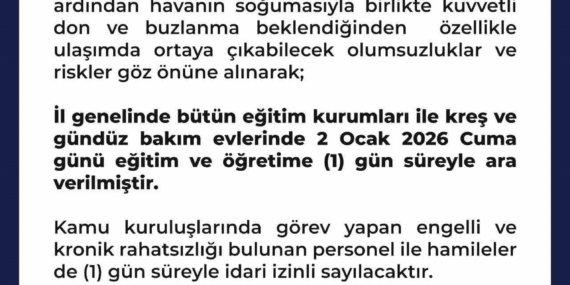 Şanlıurfa’da eğitime 1 gün ara verildi