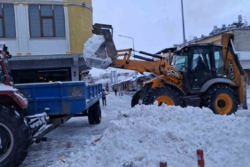 Tercan’da kar temizliği, Girlevik’te buz sarkıtları oluştu