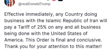 Trump’tan İran ile iş yapan ülkelere yaptırım kararı: "Yüzde 25 gümrük vergisi uygulanacak"