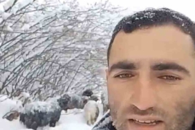 Yeni yılın ilk gününde yaylada kara yakalanan çoban türkülerle ısındı